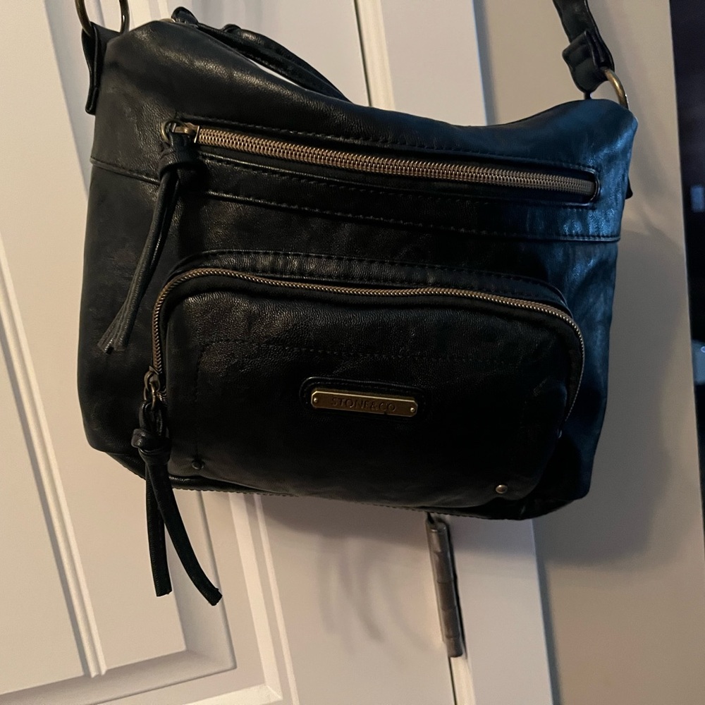 Black Leather “Stone & Co” Purse. Crossbody/Shoulder Bag. Excellent Condition.